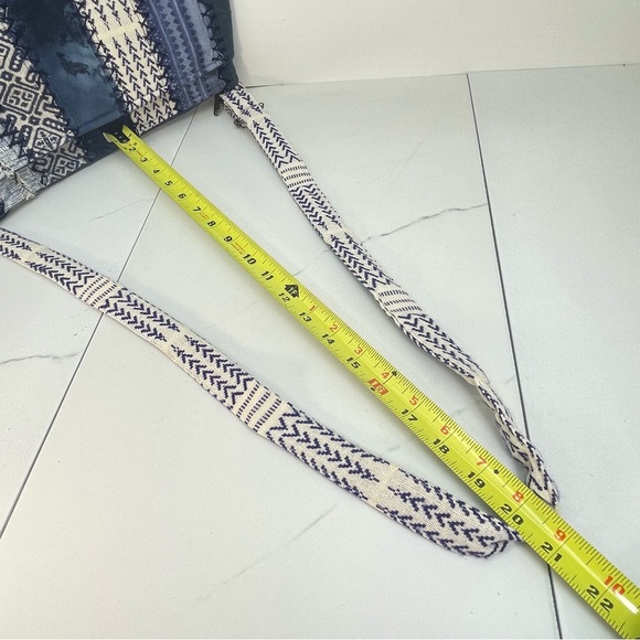 DEMDACO PATCHWORK CROSS BODY BAG Denim Blue White Cotton Adjustable Strap Boho - Picture 11 of 14